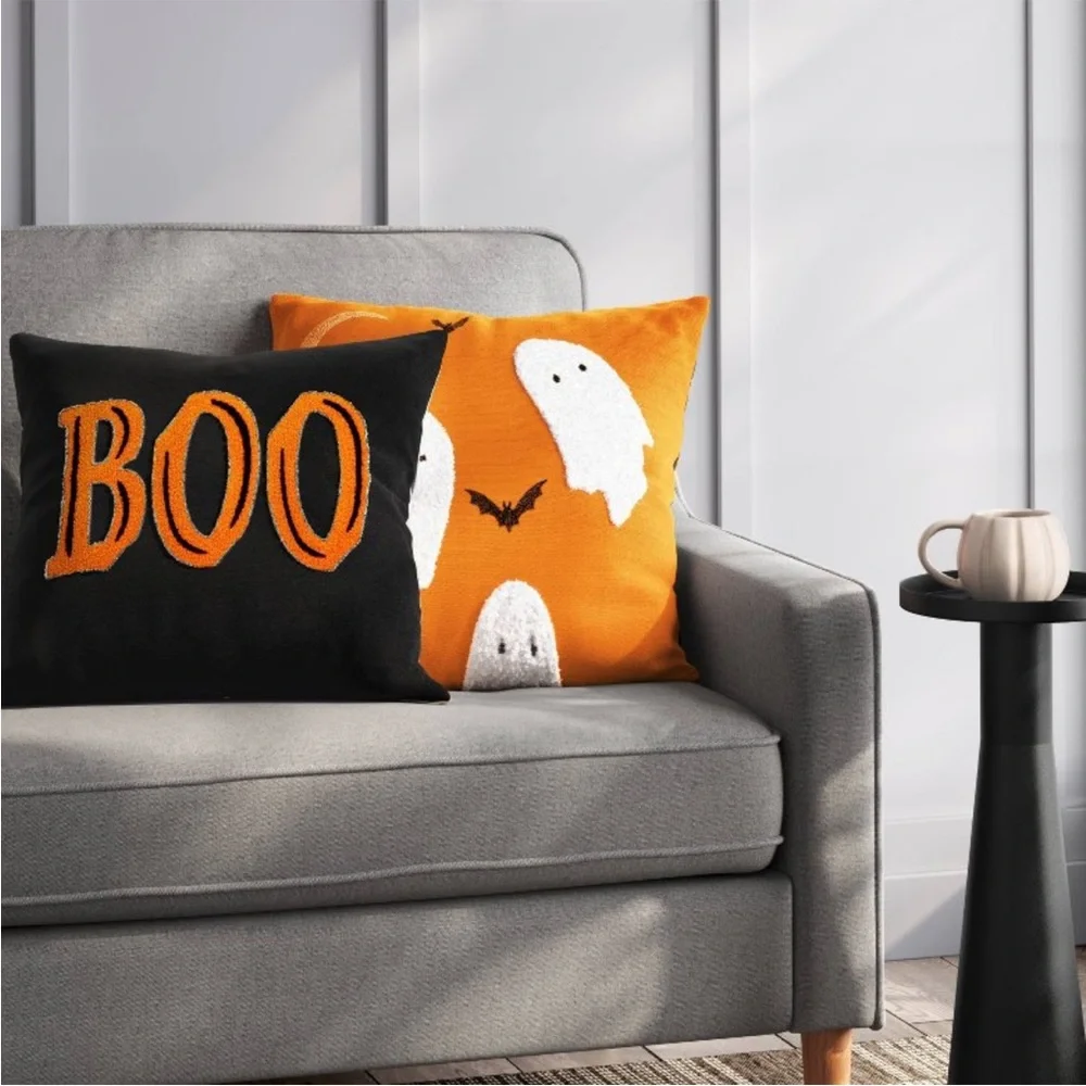 Hyde & EEK! Boutique Reversible BOO Throw Pillow Stripes